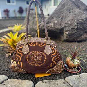 Sharif 1827 Couture Embroidered Suede & Leather Satchel